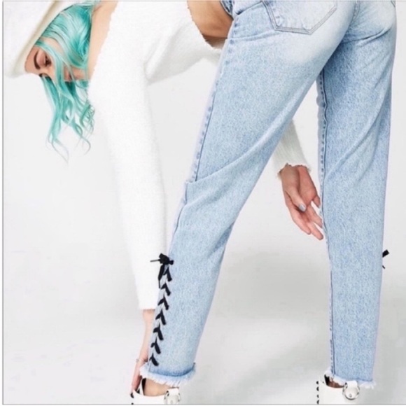 Blank NYC High Rise Top Knot jeans blue denim tapered boyfriend - Picture 2 of 9